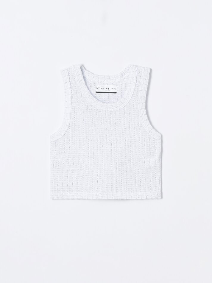 Top de malha brilhante - Branco