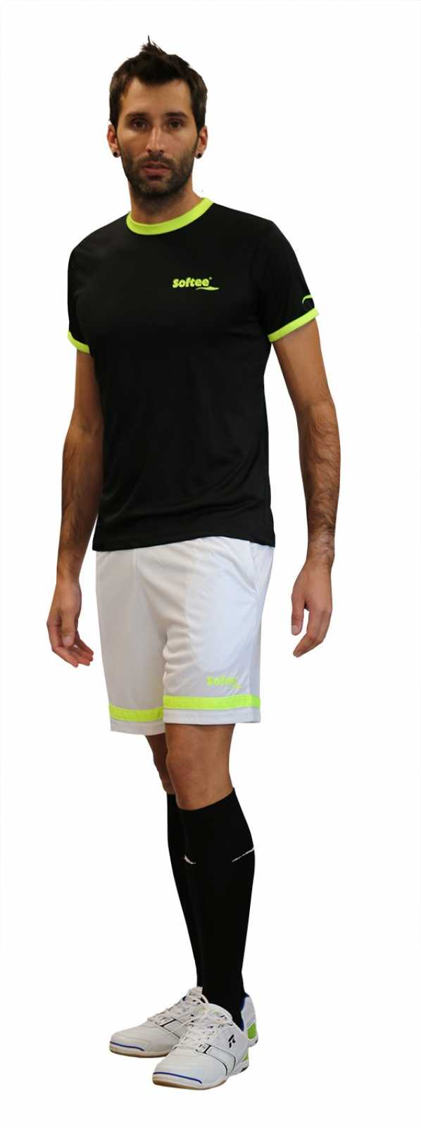 Camisa de futebol Softee Galaxy, amarelo fluorescente/preta