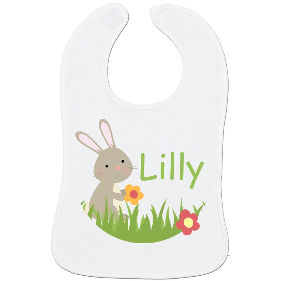 Schnullireich Geschenkset mit Namen Safari: WMF Kinderbesteck + Baby Lätzchen Hase Silber