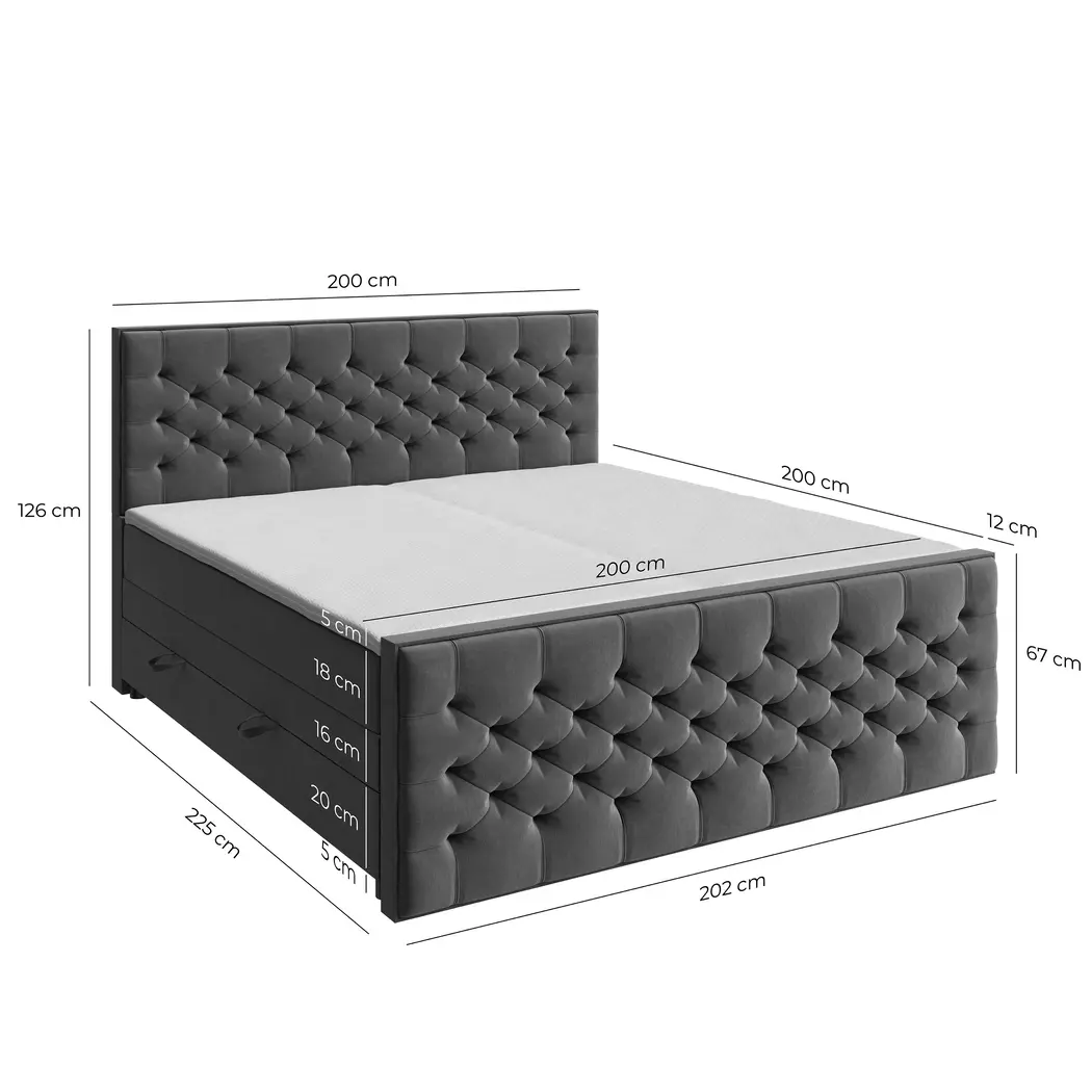 Boxspringbett Lanciano 200 x 200 cm
