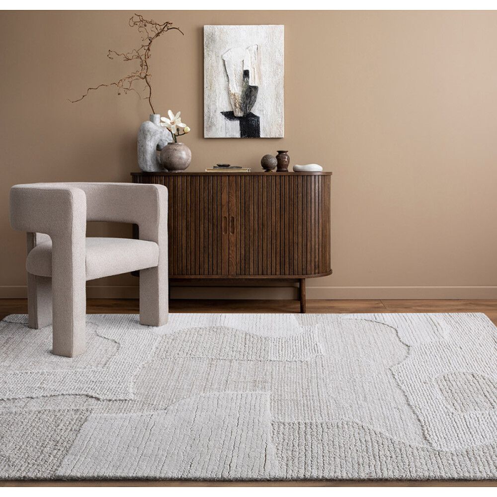 GULVTEPPE FISET ULL/BOMULL 160X230CM BEIGE