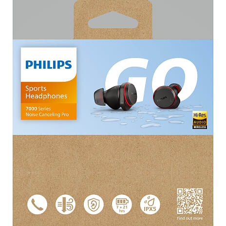 Philips TAA7507BK høretelefoner - sort/rød
