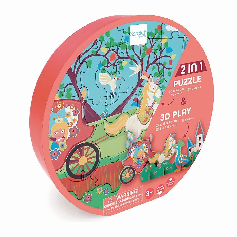 SCRATCH - 2in1 Spielpuzzle 3D Prinzessin 32 Teile