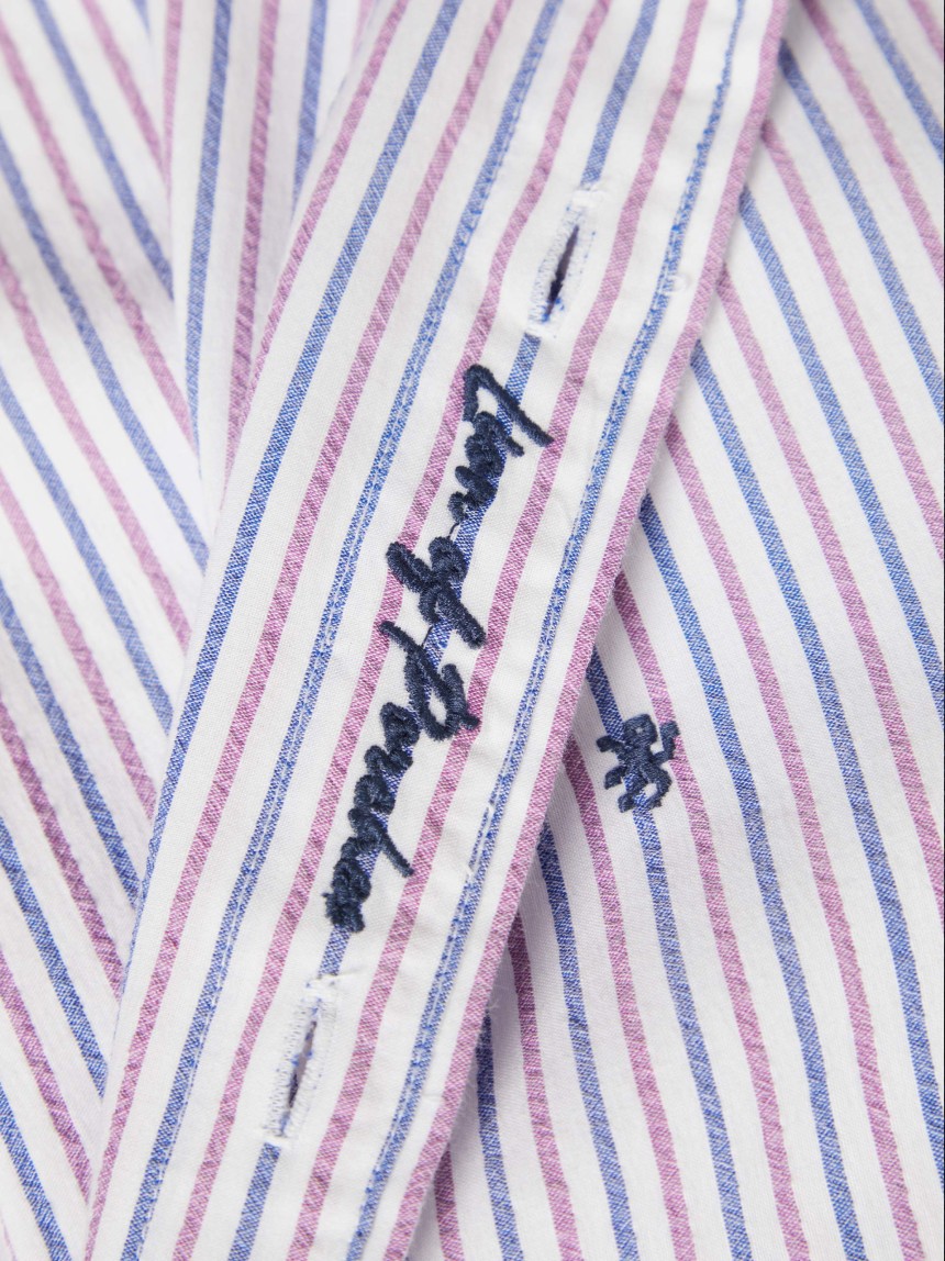 Camisa às riscas em algodão