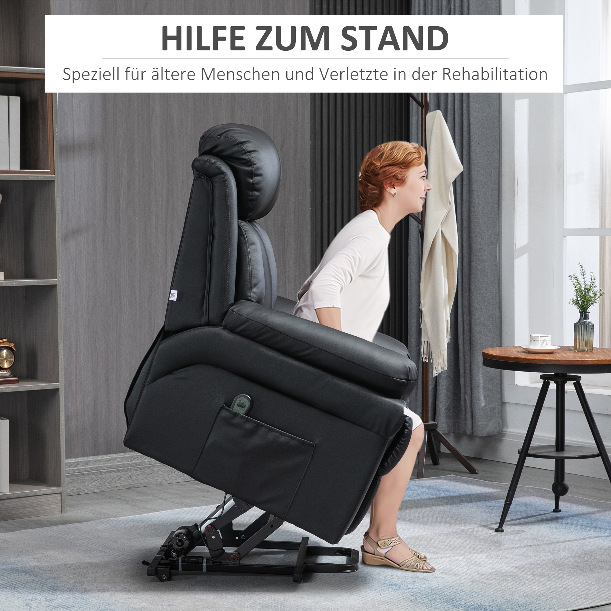 HOMCOM Aufstehhilfesessel mit Fernbedienung weiß 93L x 96B x 105H cm