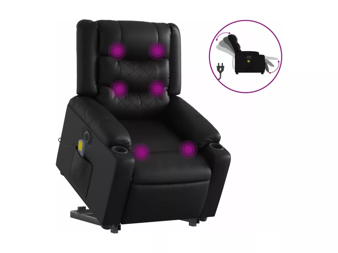 Fauteuil inclinable massant électrique noir similicuir