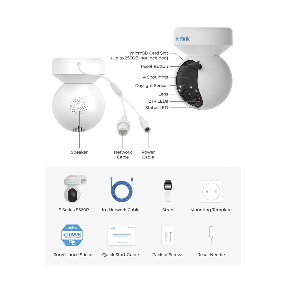 Reolink E560P Outdoor PTZ-Kamera 8 MP 50-94° IR-LED 12m PoE