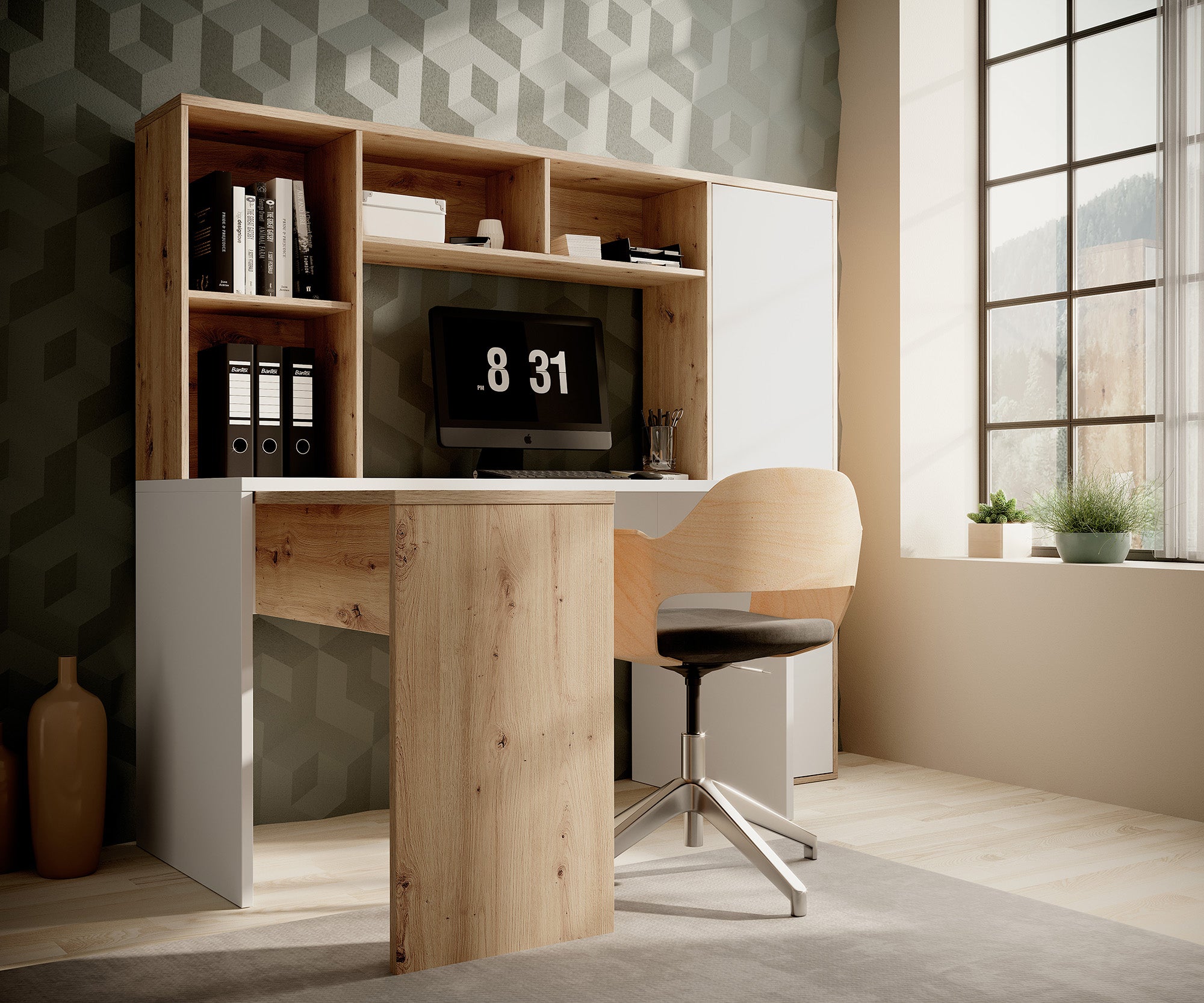 Elze - Bureau - Eiken/wit - 173x117 cm