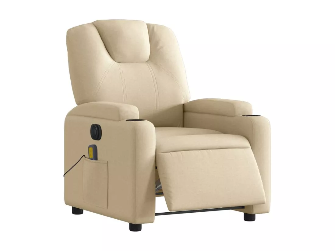 Fauteuil inclinable massant électrique crème tissu