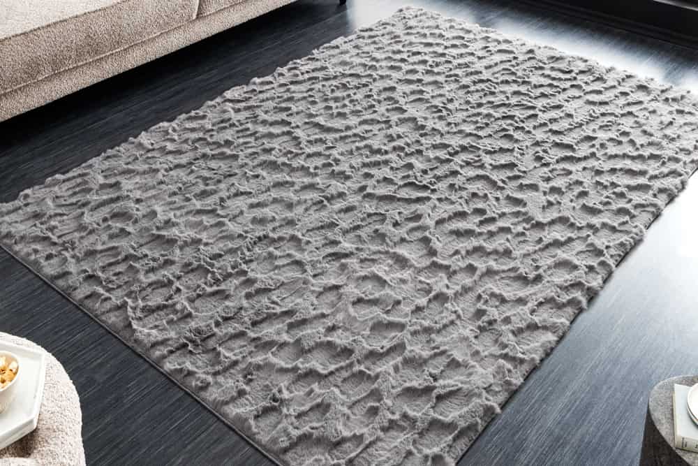 Moderner Teppich DUNE 230x160cm anthrazit Hochflor Indoor-Teppich Hoch-Tief-Effekt Faux-Fur