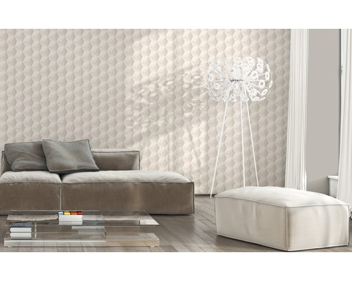 Vliesbehang 96255-1 New Life Cube 3D look beige