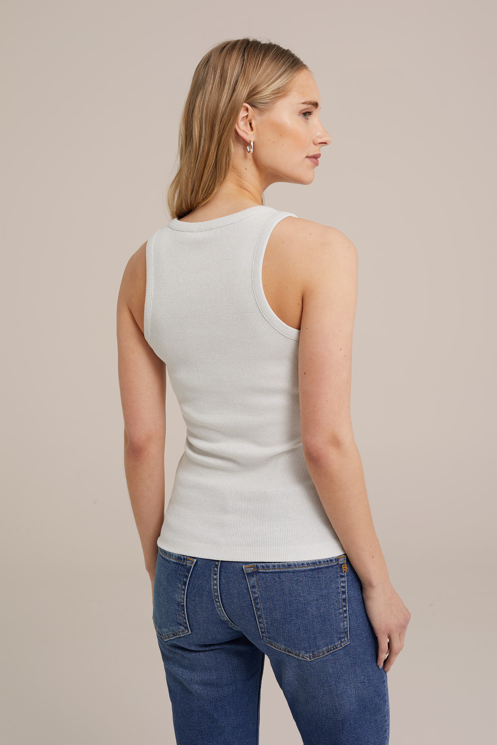 singlet met glittergaren WE Fashion Wit