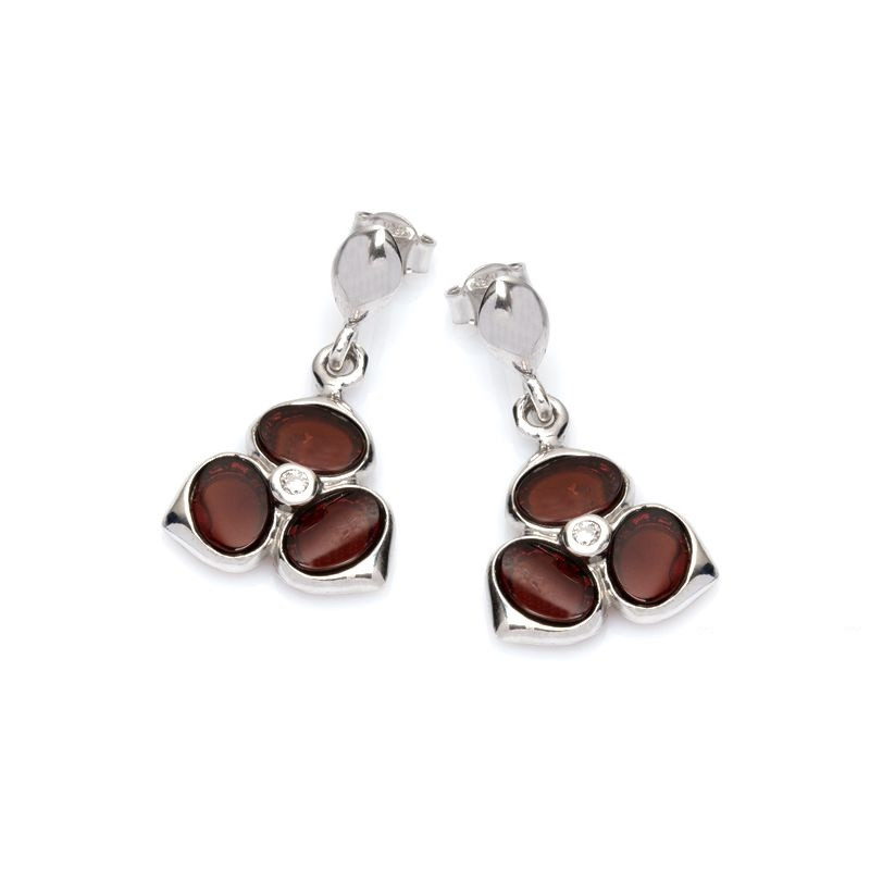 Boucle d'oreille argent ambre