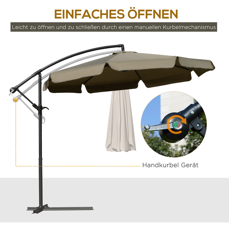 Outsunny Sonnenschirm mit Kreuzfuß braun