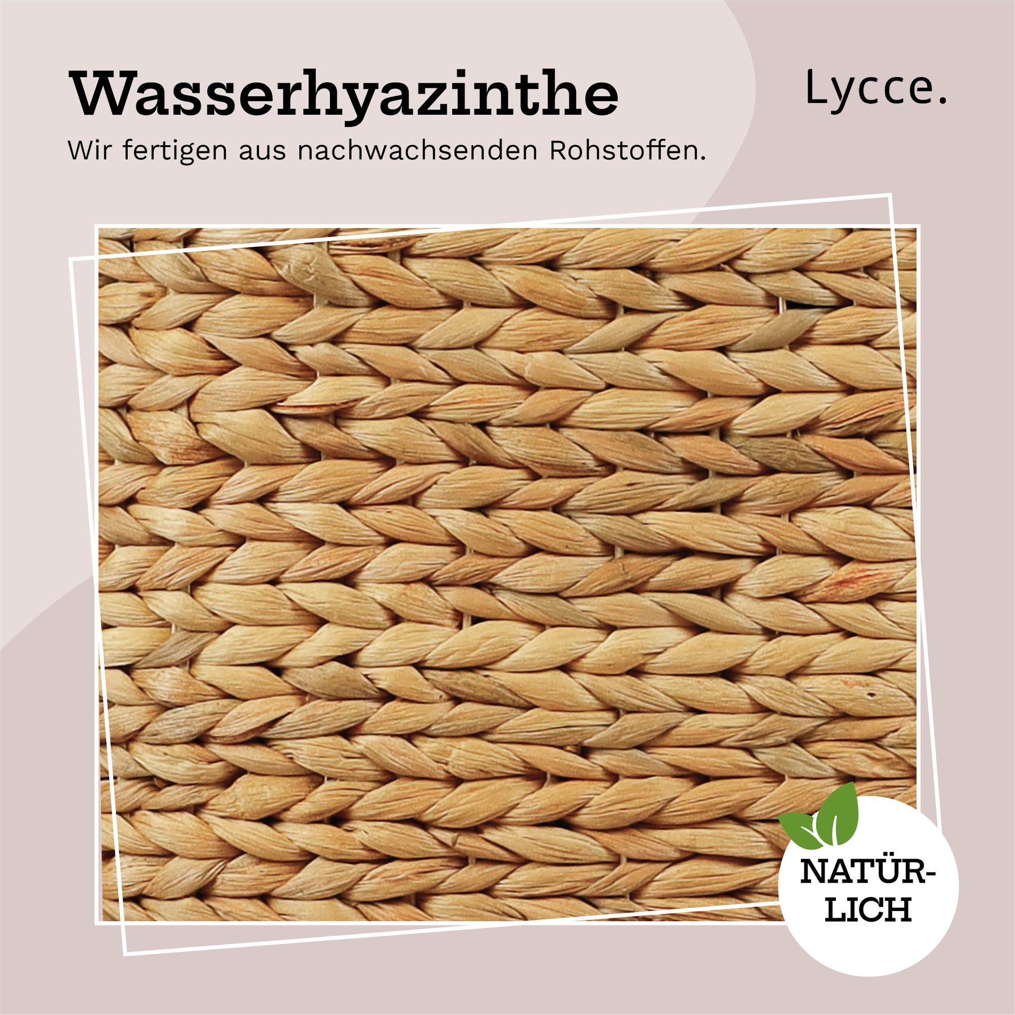 Lycce Wäschekorb aus Wasserhyazinthe, 2 Fächern, Deckel, Wäschesack
