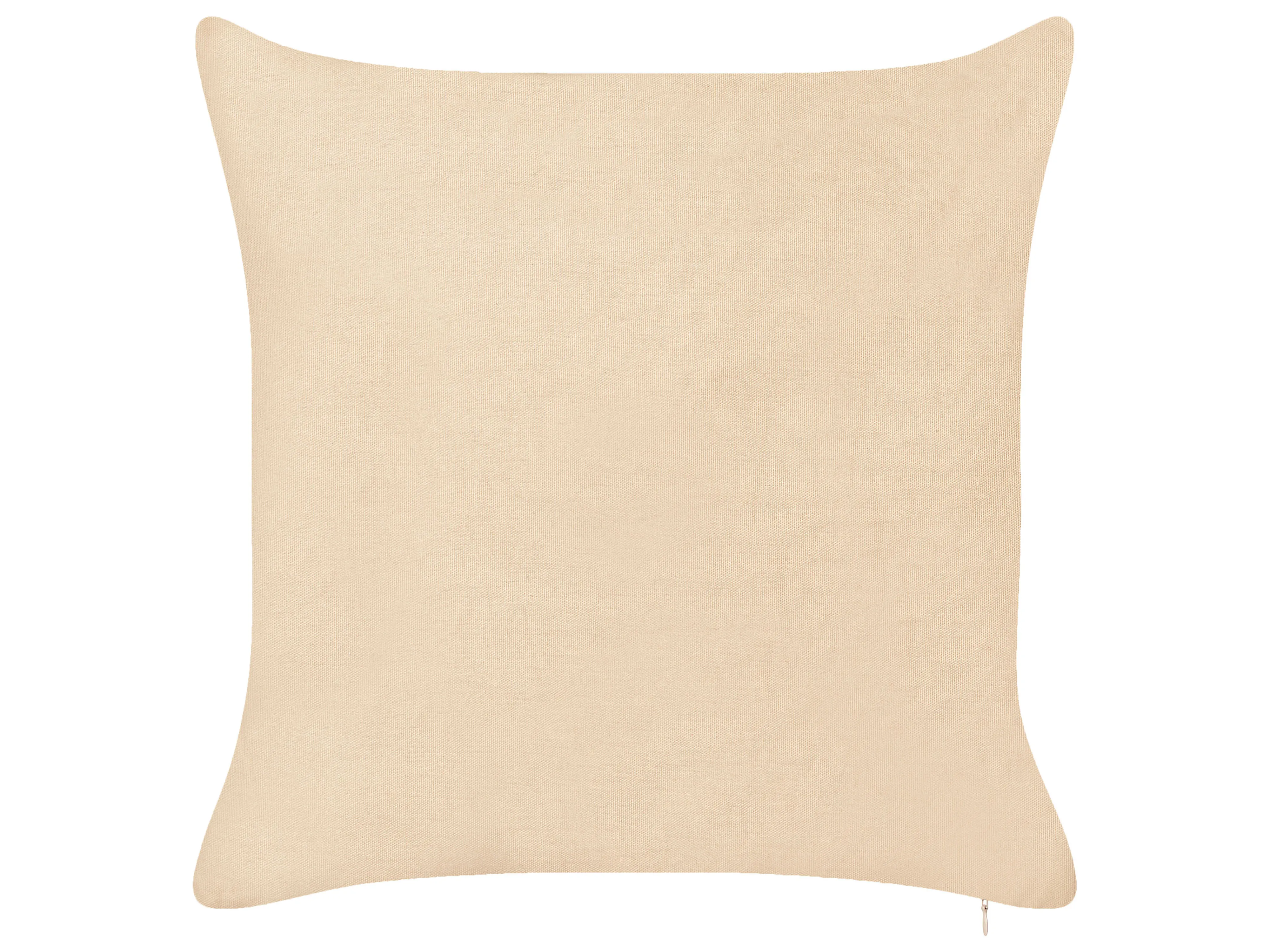 Set van 2 sierkussens ROTALA Katoen 45 x 45 cm Beige tekst