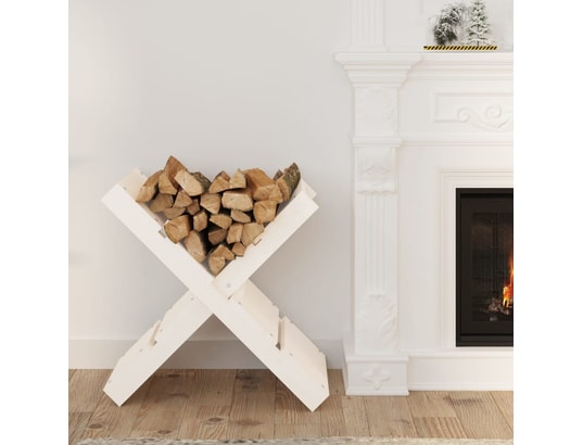 VIDAXL - Accessoires cheminée Porte-bûches blanc 47x39,5x48 cm bois massif de pin
