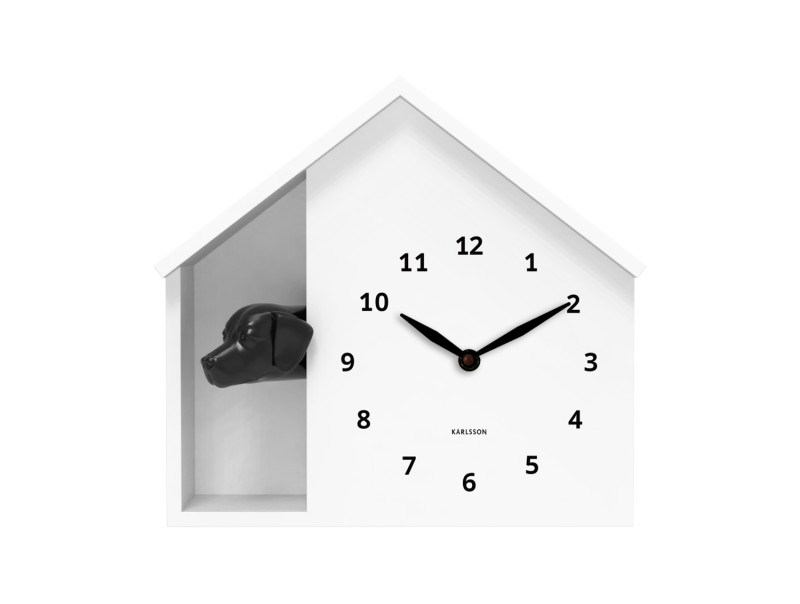 Wall Clock Peeking Doggy KA6097GY Mouse grey