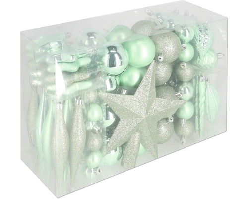104 plastic kerstballen, Lafiora mix groen