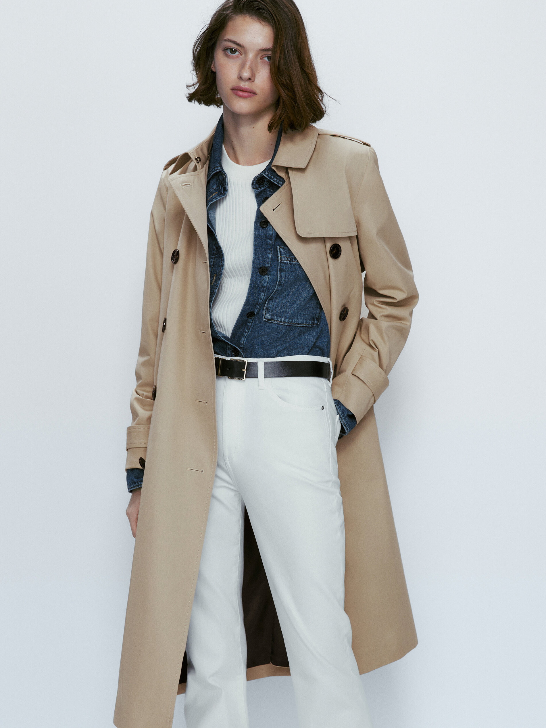 Gabardine com cinto - BEGE