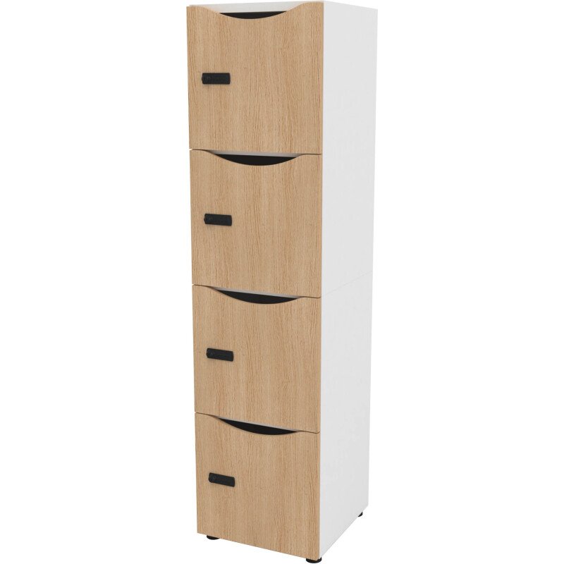 Casier de bureau Lockers 4 cases corps blanc H 169 cm - portes mélaminées - serrure à code