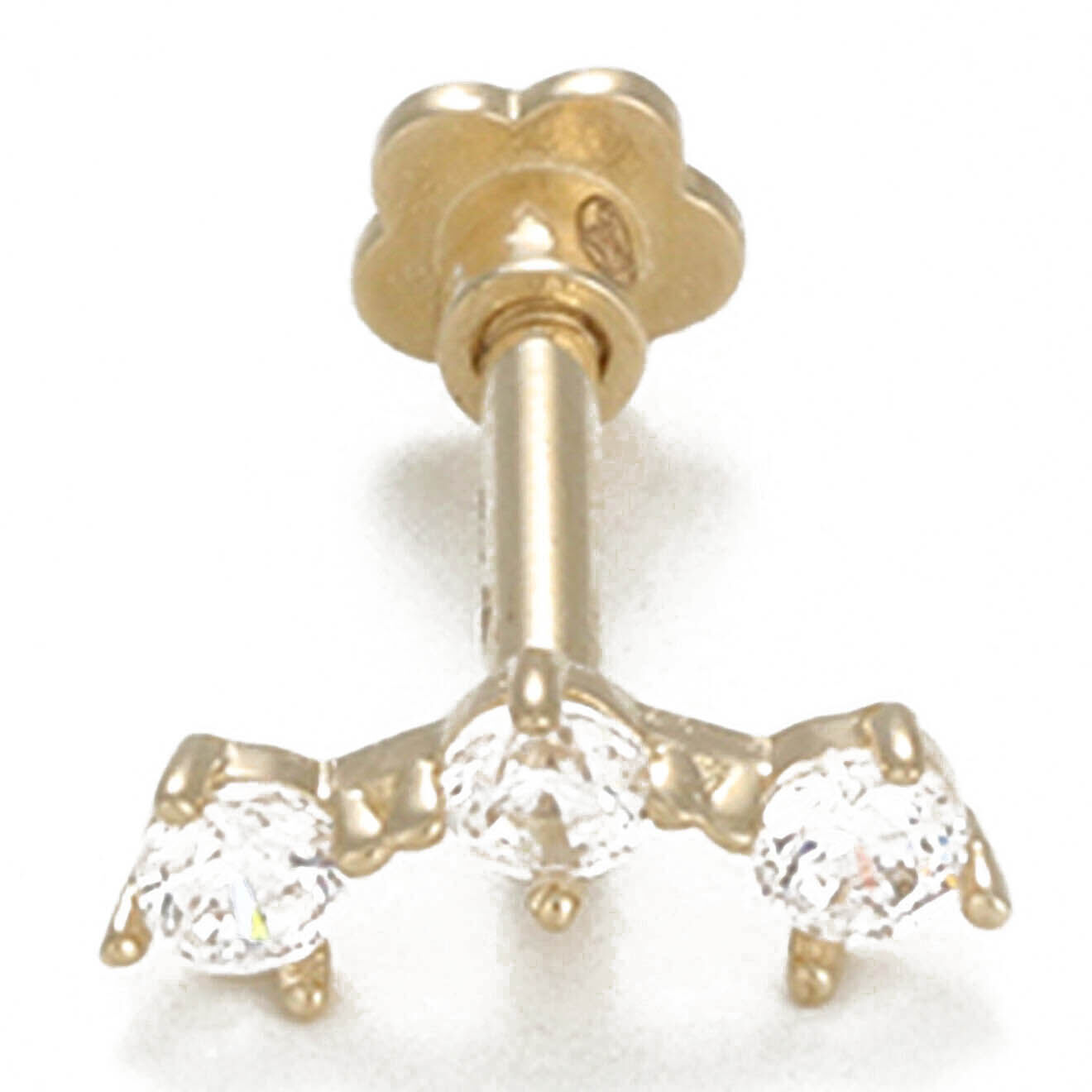 Instant d'Or Boucle d'oreille de Cartilage unitaire Trinity Zircone or jaune
