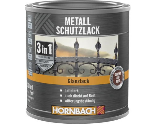HORNBACH 3-in-1 Metaalbeschermende Verf, Glanzend Zwart, 250 ml