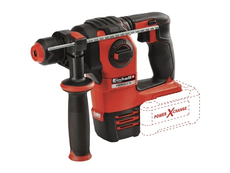 Einhell HEROCCO, Sort, Rød, 2 cm, 2,2 J, 5500 bpm or slag i minuttet, Batteri, 18 V - SOLO