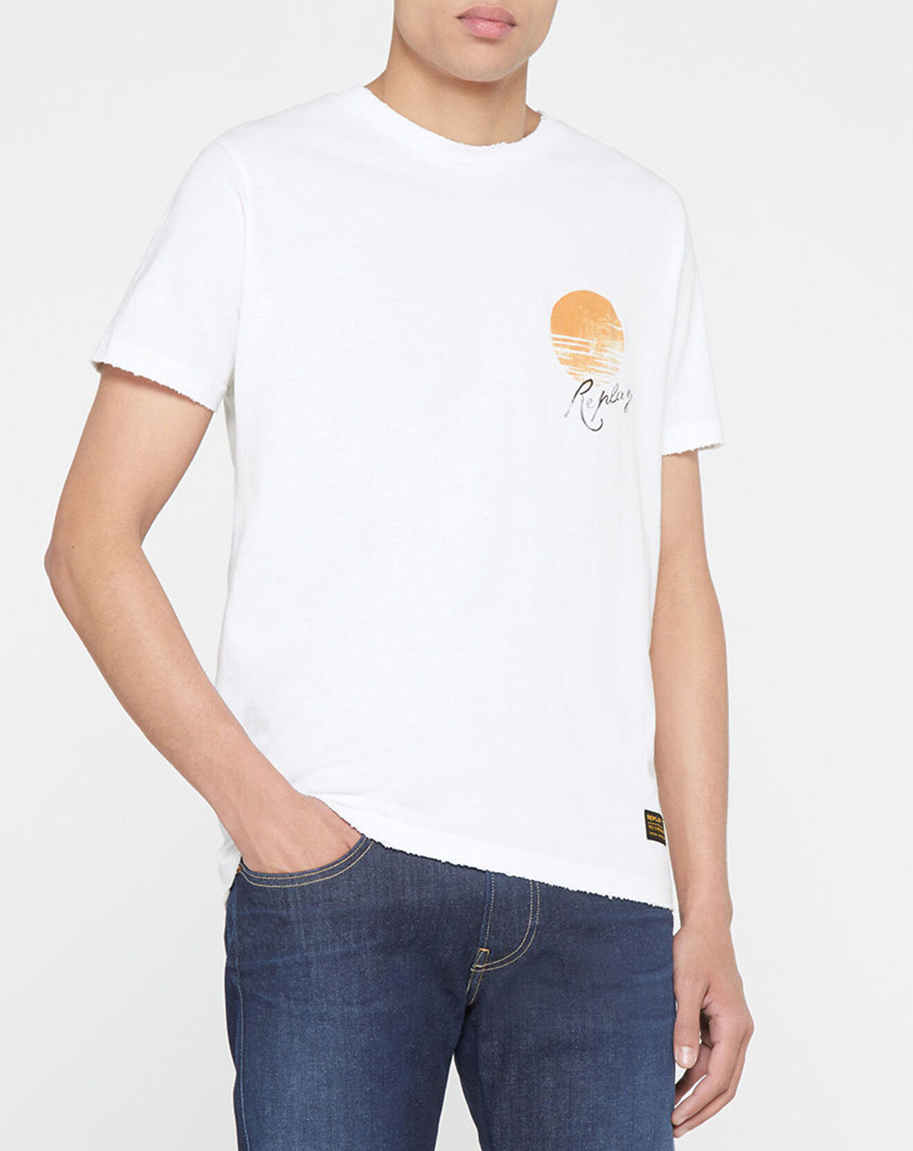 Replay T-Shirt tiger back blanc