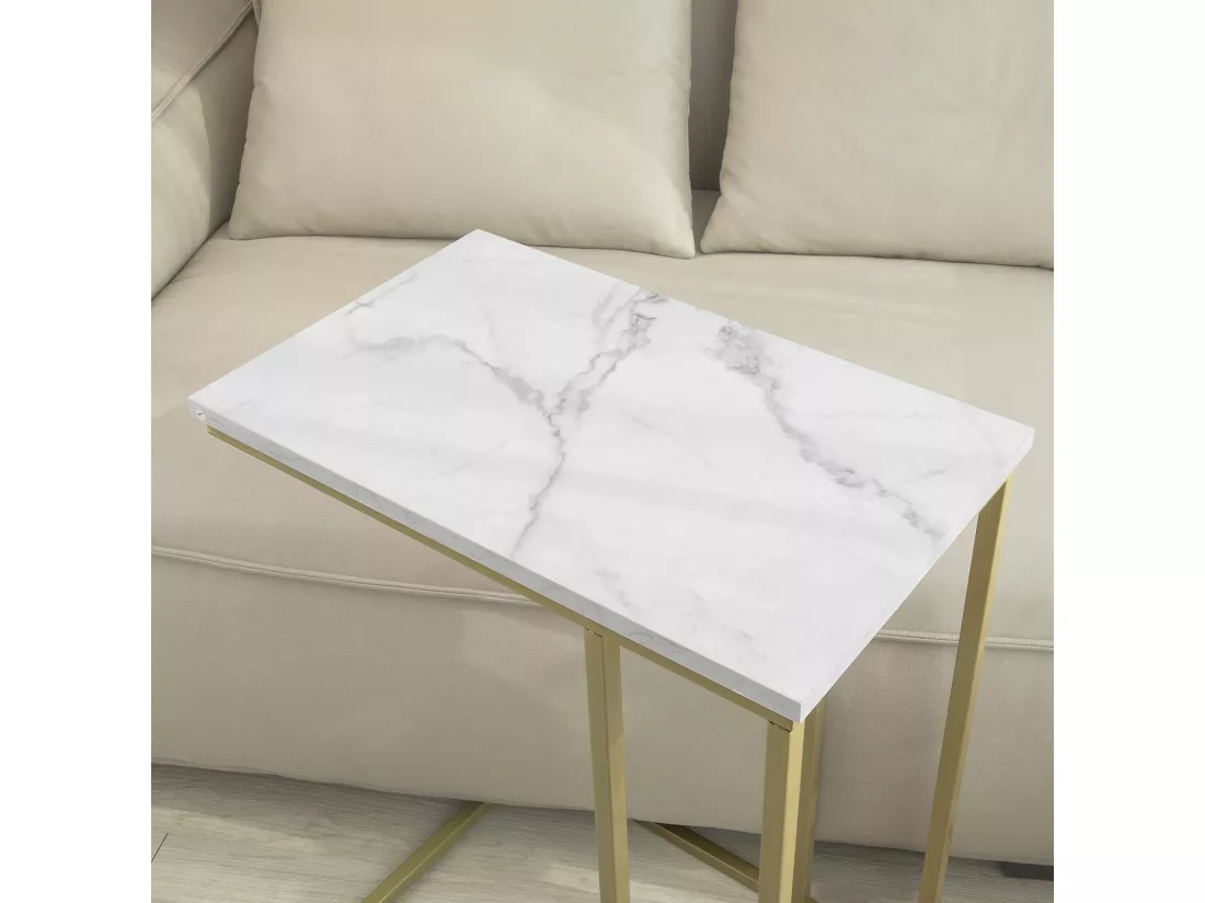 Table D’appoint Moderne Bout De Canapé À Café Table De Chevet Effet Marbre,fbt87-g