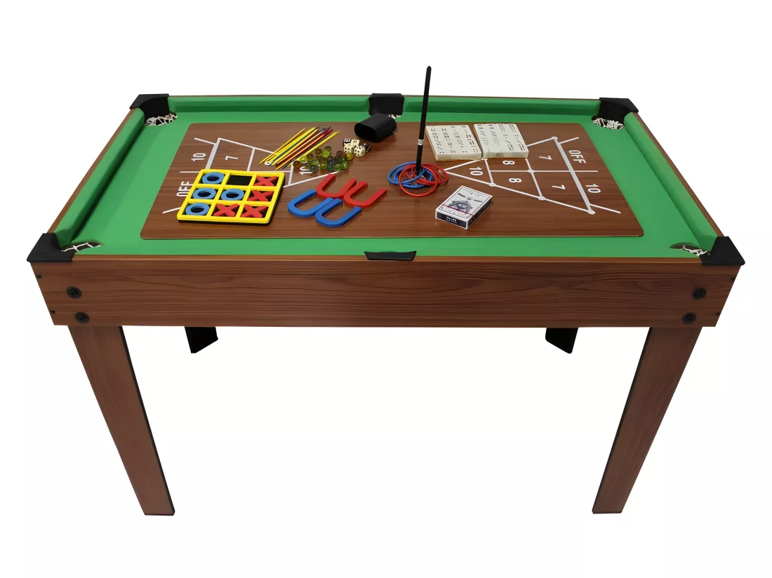 Table Multi Jeux 20 en 1 sur Pied, Multifonction avec Plateaux Modulables et Accessoires pour 20 jeux différents, 122x61x84 cm