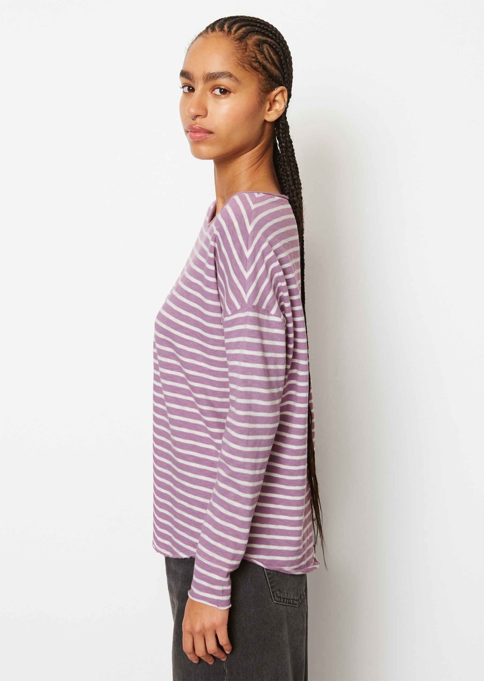 Gestreiftes Longsleeve oversize aus Heavy-Cosy-Slub-Jersey