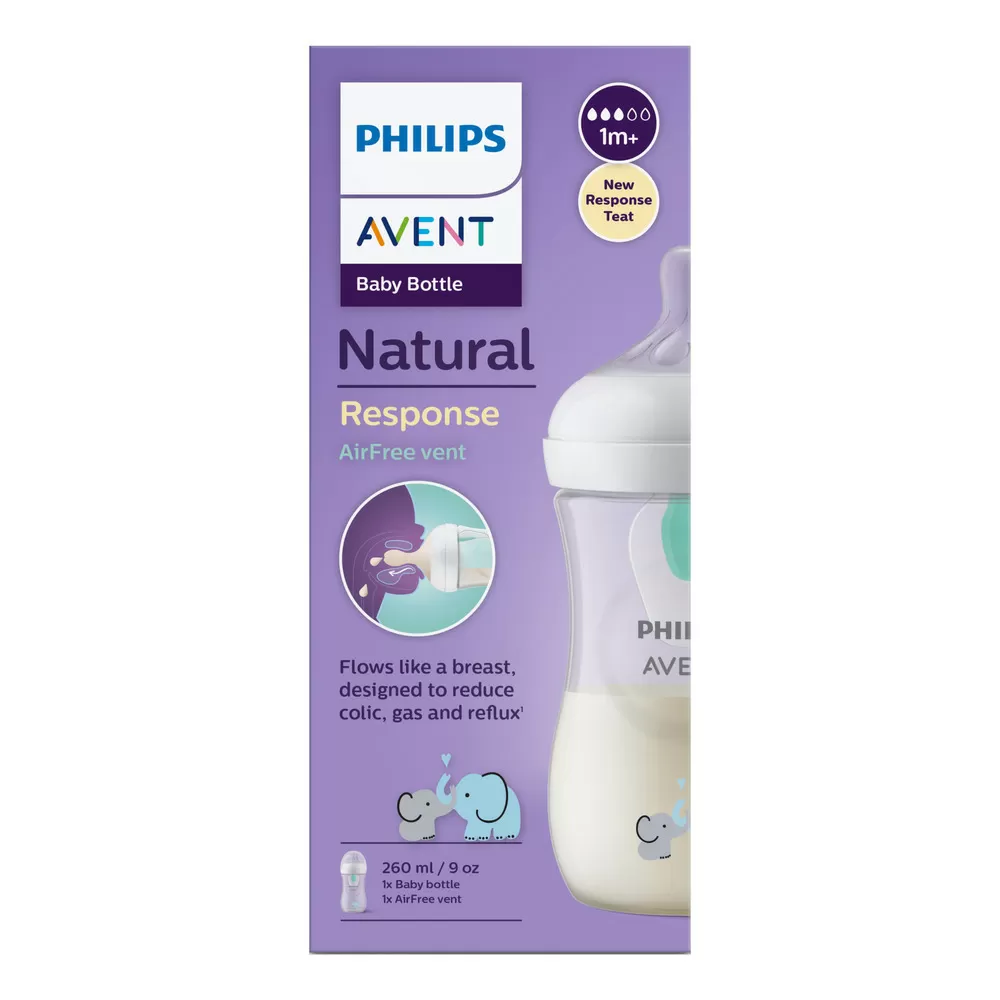 Philips Avent Natural Response AirFree Sutteflaske Elefant 1 mdr.  - 260 ml.
