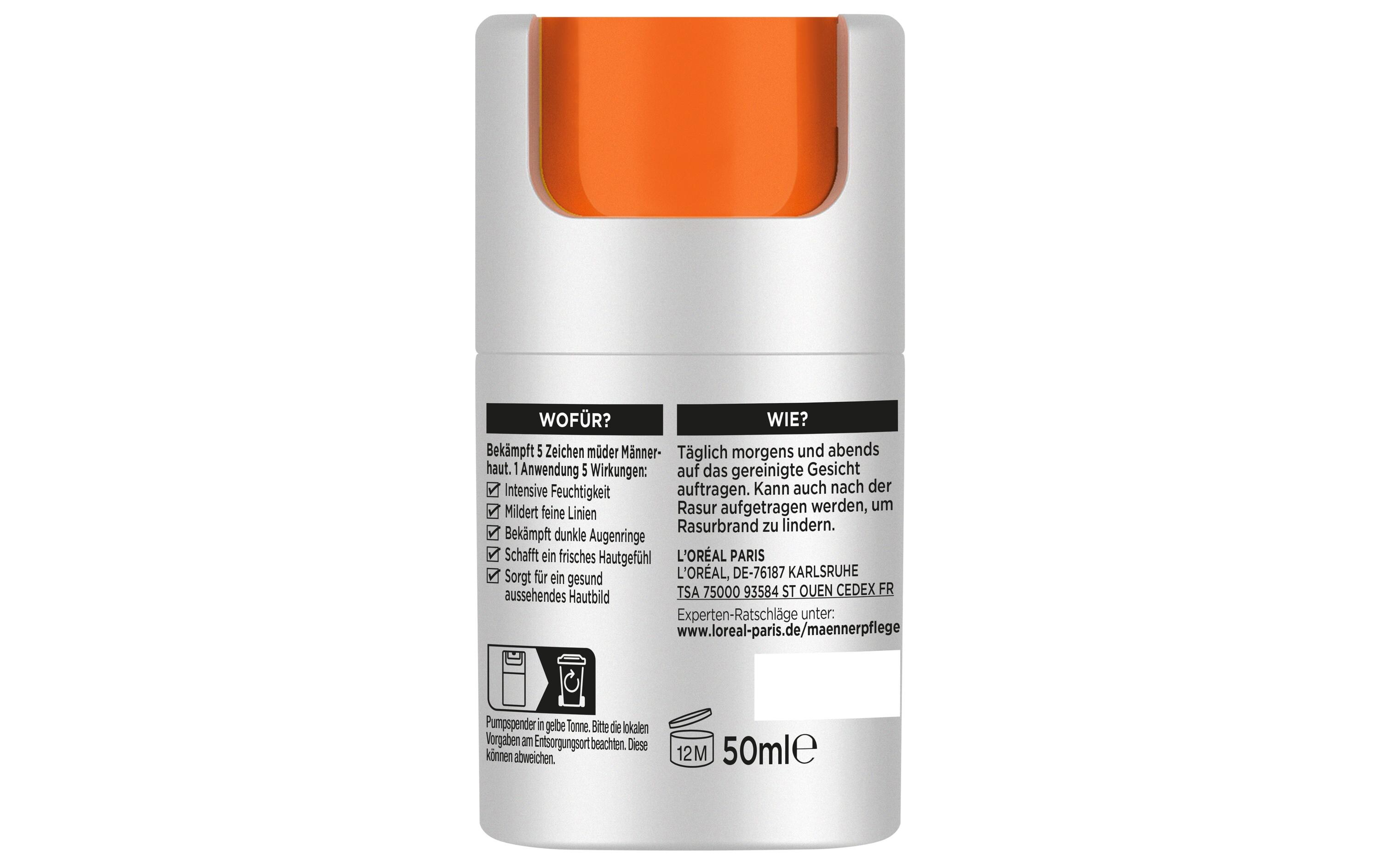 Gesichtspflege Expert Day Cream Hydra Energy 50 mlFeuchtigkeitspflege bekämpft mithilfe von Vitamin C und Proteinen müde Männerhaut