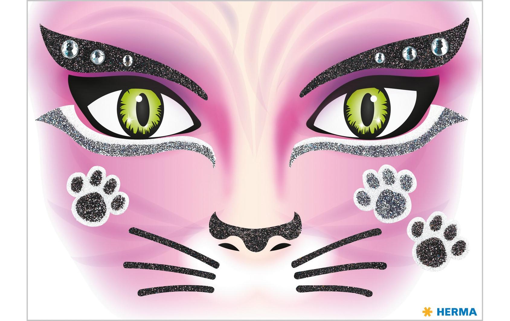 Face Art Cat, 1 StückGesicht Sticker für Halloween
