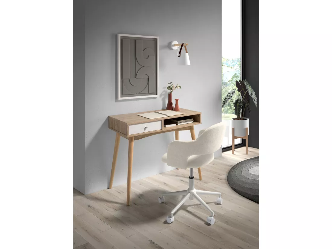 Chaise de bureau H71-81cm x L58cm x P60cm - beige - Mia