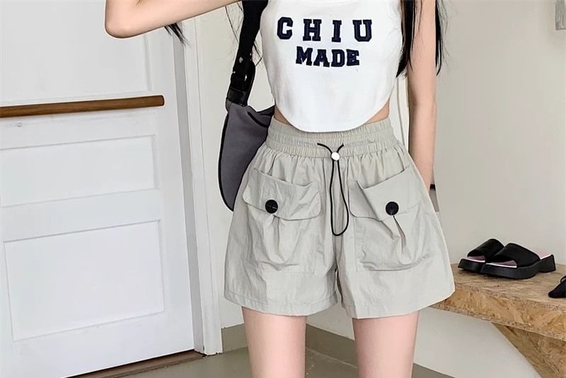 Honey River - Hoge taille, effen, wijde cargoshorts