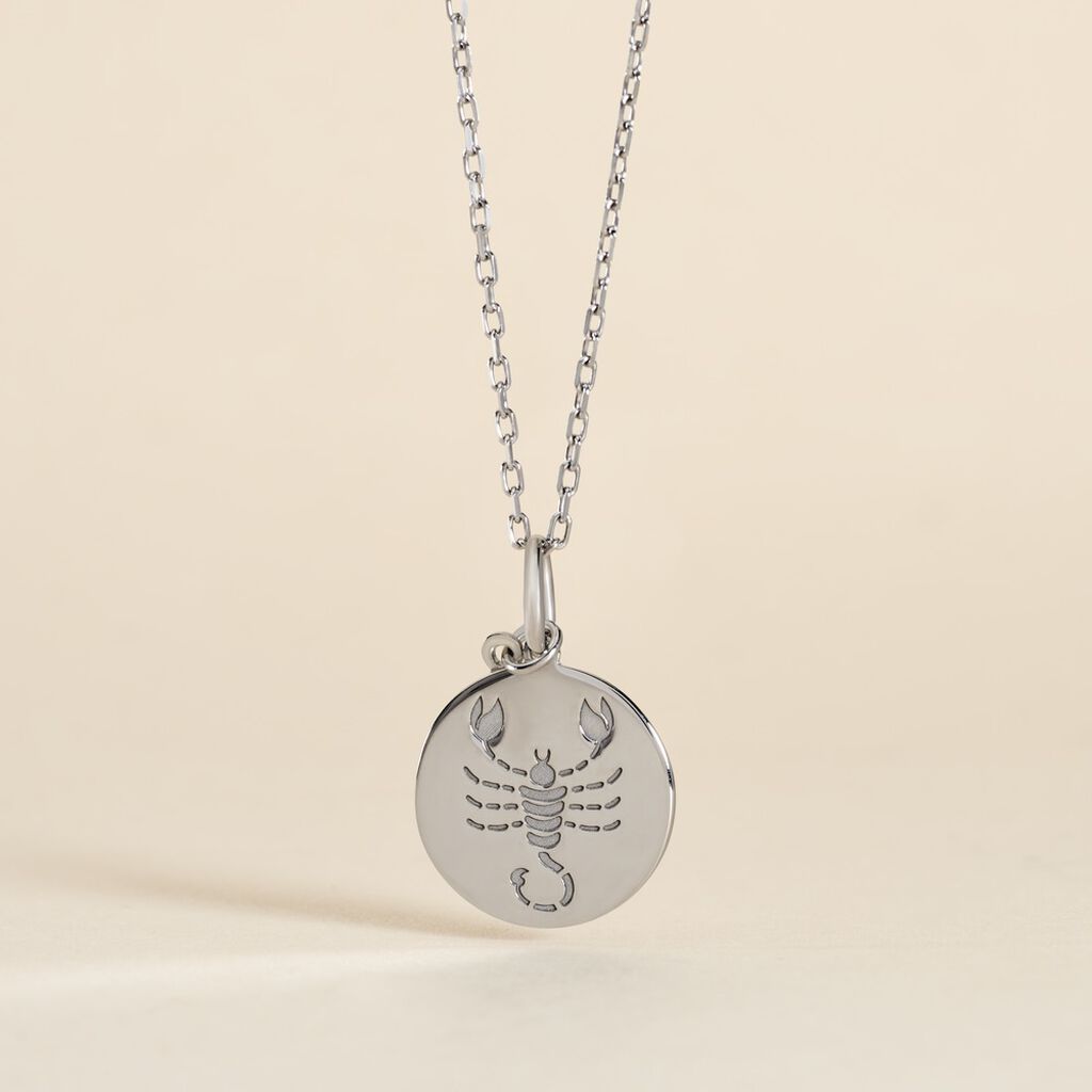 Pendentif Zodiaque Rond Argent Blanc