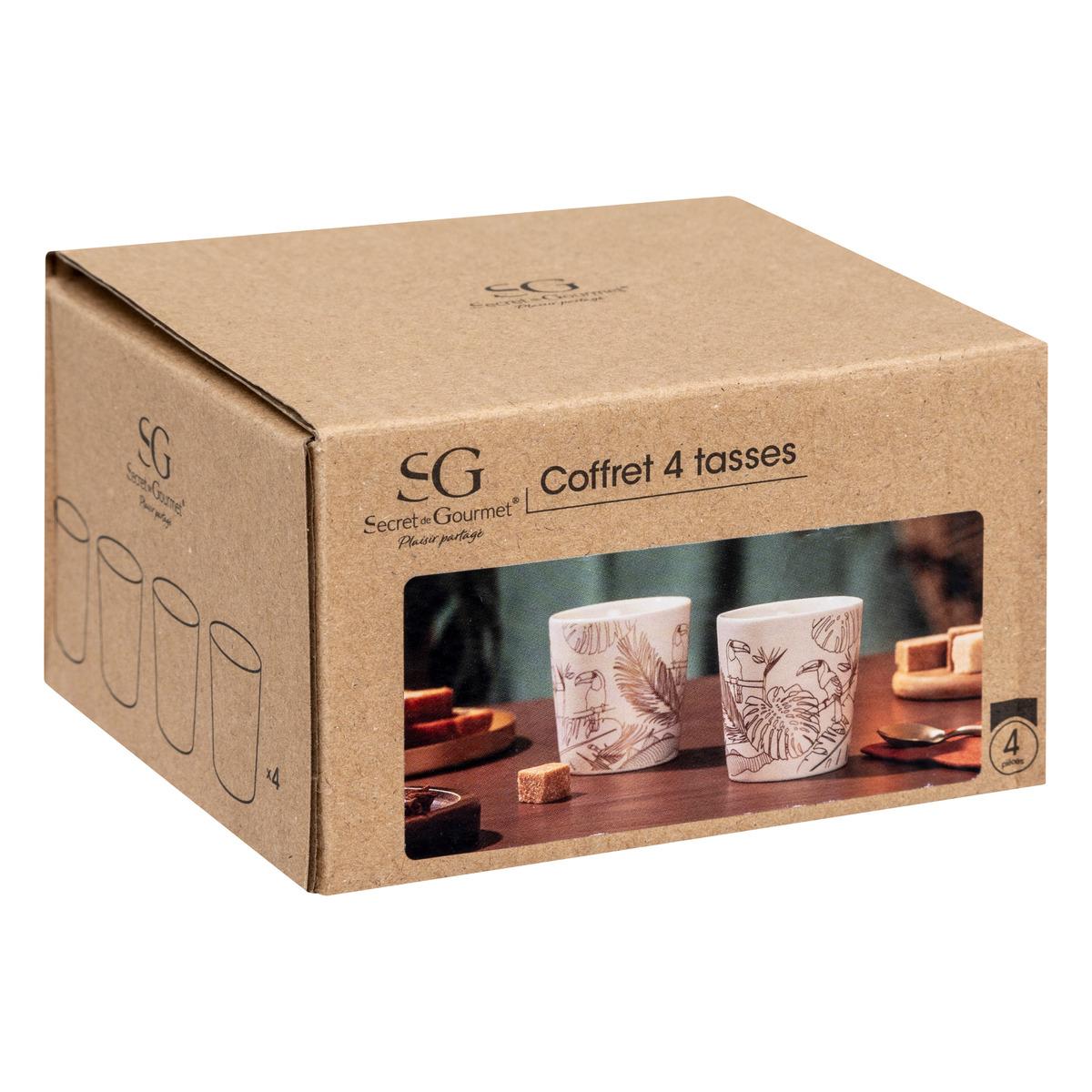 COFFRET 4 TASSES ESPRESSO TOUCAN 10CL