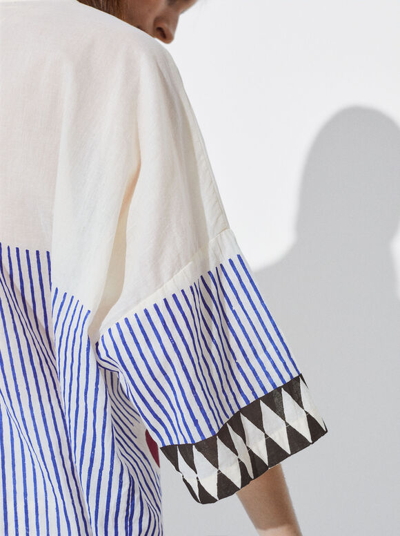 Camisa de algodão estampada - Multicor