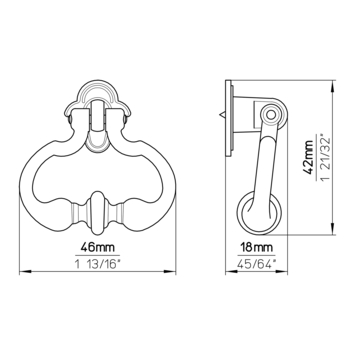 Knop Bea messing antiek 42mm