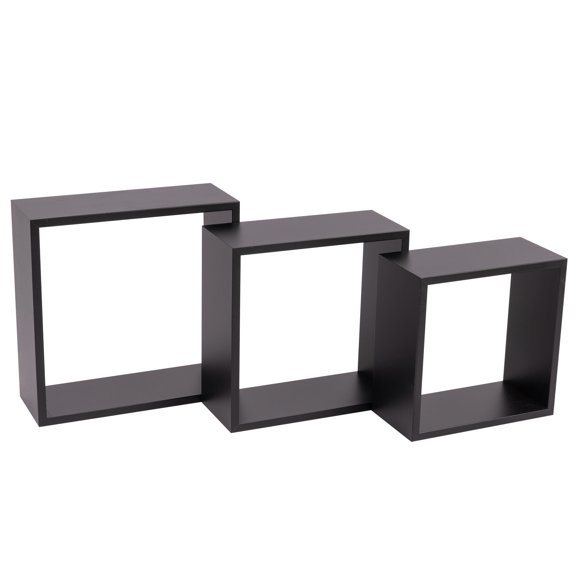 3er-Set Wandregal - schwarz - MDF