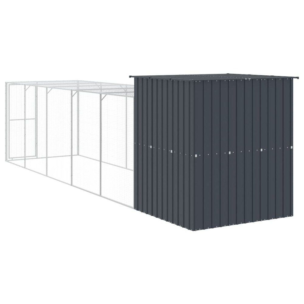 Poulailler avec cour anthracite 165x659x181 cm acier galvanisé
