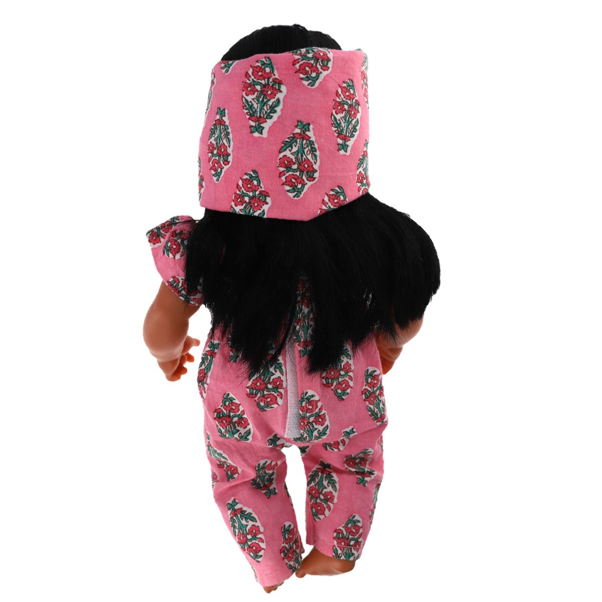 Poupée Pia combinaison Blockprint rose Frisette
