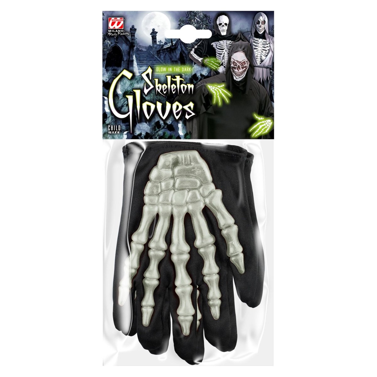 Halloween Handschoenen Zwart Wit Skelet