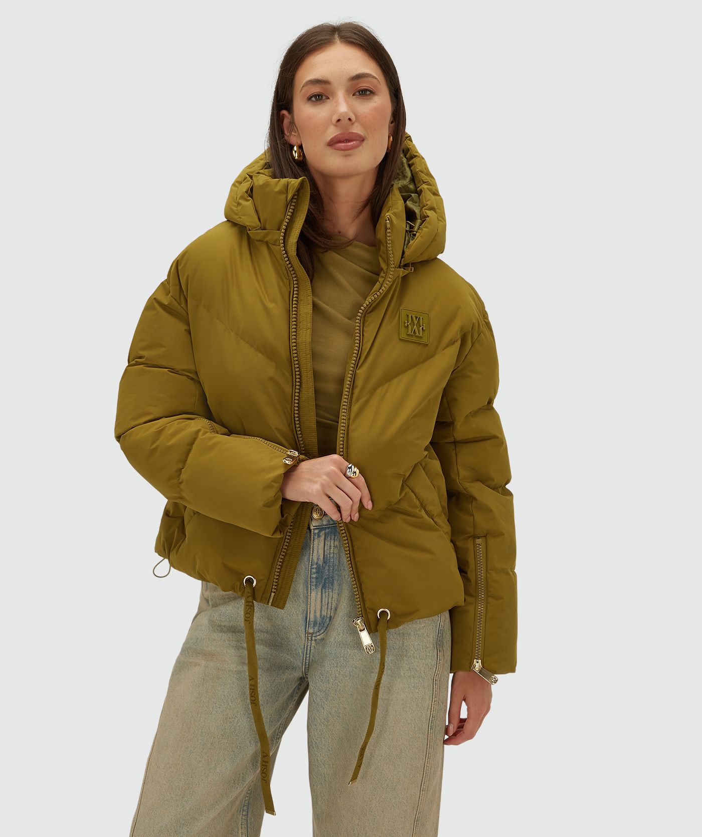 JV-BRENNA oversized puffer jas - olive green
