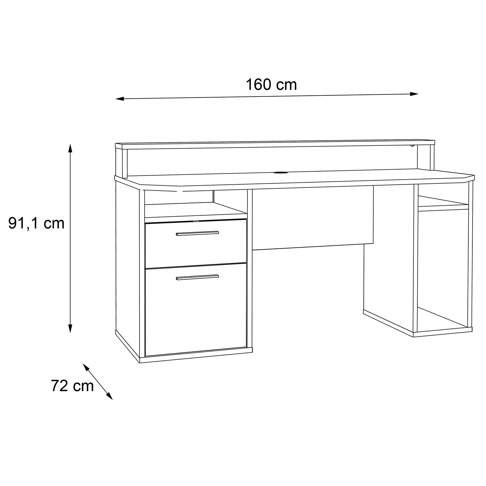 Gaming-Schreibtisch - schwarz-matt - 160 cm breit