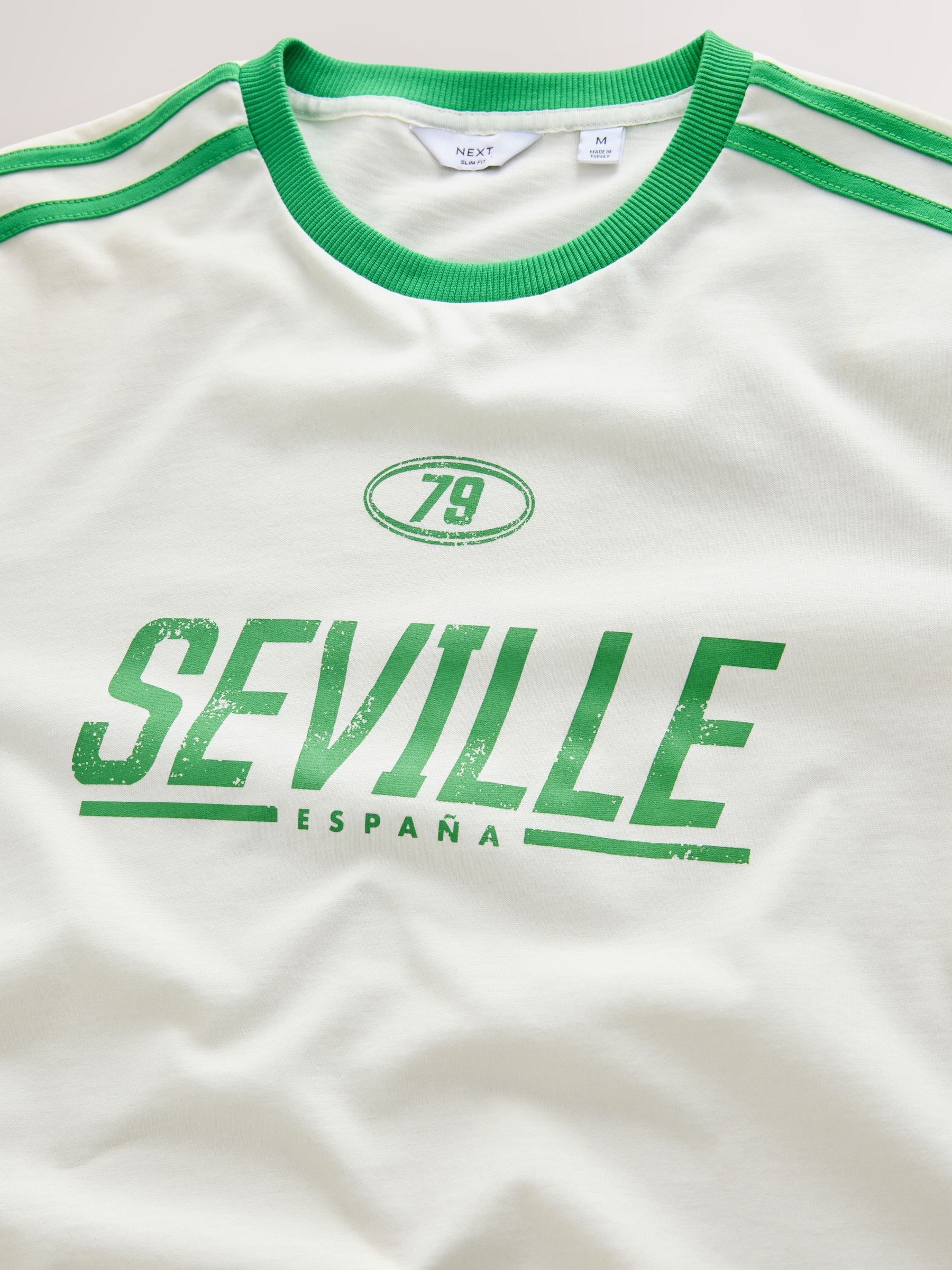 Wit - T-shirt met voetbal graphic print