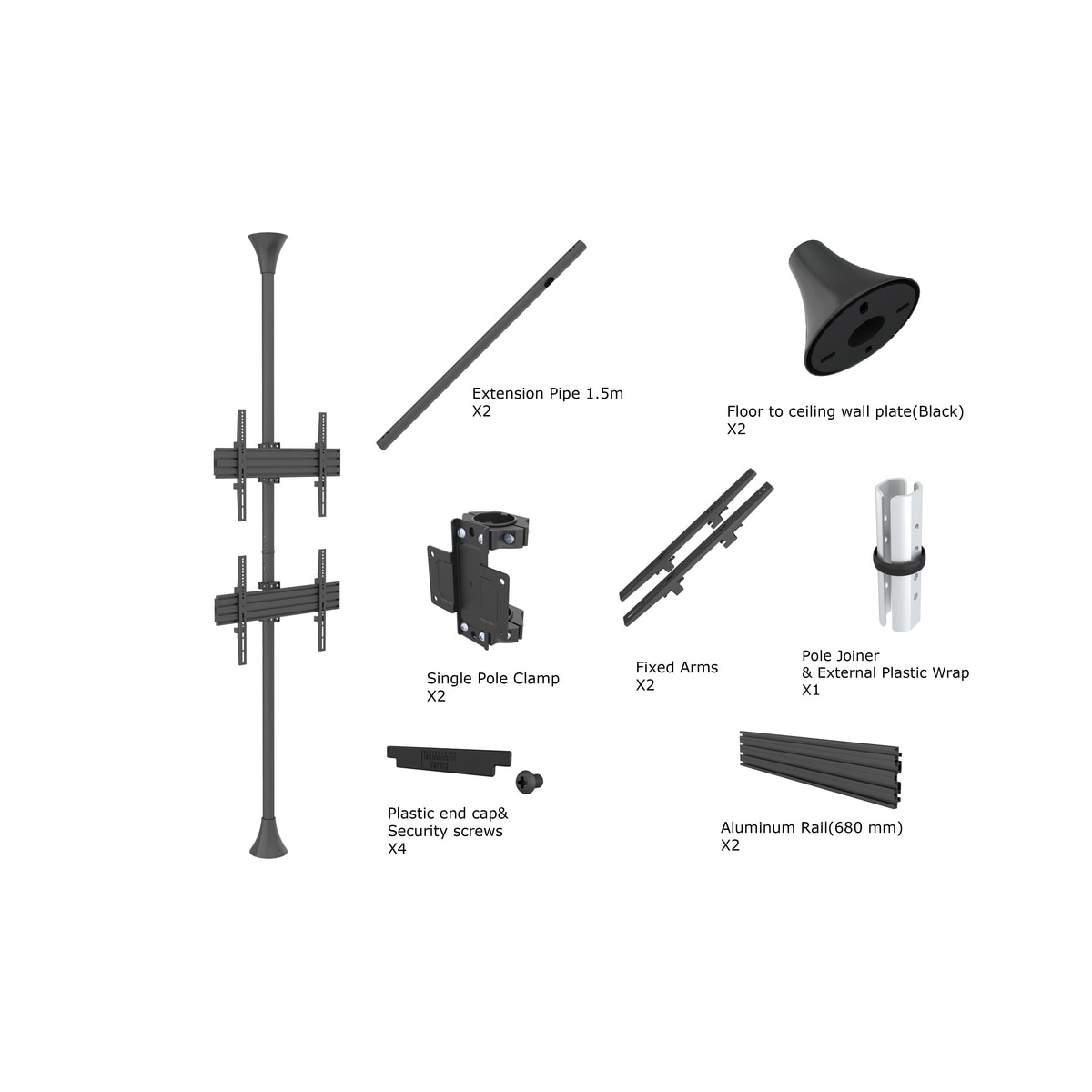 Multibrackets 3637 digitalskiltmontering 165,1 cm (65