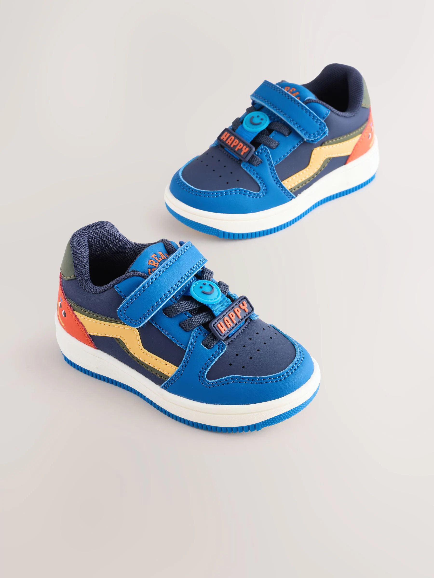 Donkerblauw - Sneakers met klittenbandsluiting en elastische veters